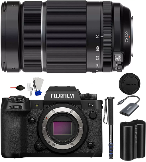 Fujifilm X-H2S Mirrorless Camera with Fujinon XF70-300mm f/4-5.6 LM OIS WR Lens, Extra NP-W235 Lithium-Ion Battery, Ultimaxx Cleaning Kit, Monopod - Travel Bundle - NJ Accessory/Buy Direct & Save