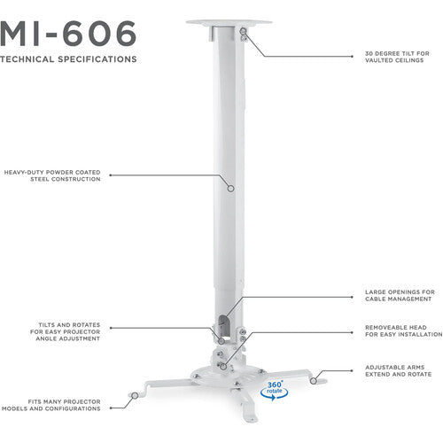 NJA Universal Projector Ceiling Mount (White) - NJ Accessory/Buy Direct & Save