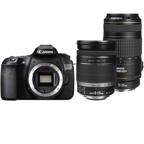 Canon EOS 60D DSLR Camera with 18-200mm and 70-300mm Lenses Kit - NJ Accessory/Buy Direct & Save