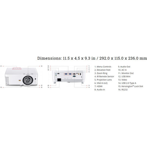 ViewSonic PS501W 3500-Lumen WXGA Short-Throw DLP Projector - NJ Accessory/Buy Direct & Save