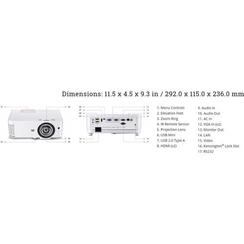 ViewSonic 3700 Lumens WXGA Networkable Short Throw Projector - NJ Accessory/Buy Direct & Save