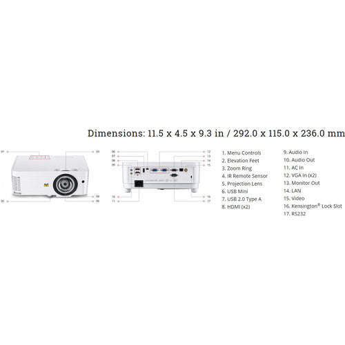 ViewSonic PS600X 3500-Lumen XGA Short-Throw DLP Projector - NJ Accessory/Buy Direct & Save