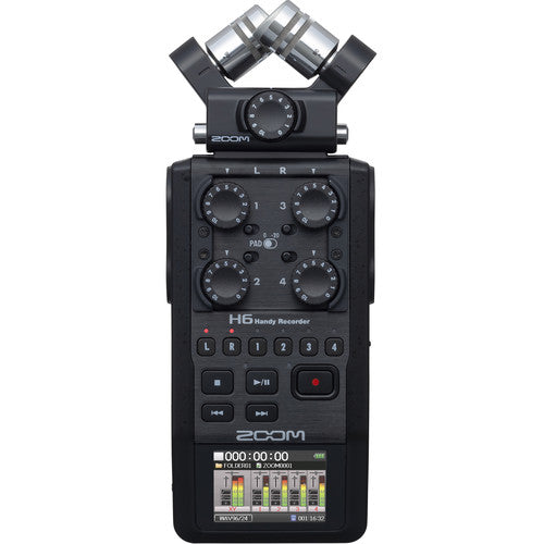 Zoom H6 All Black 6-Input / 6-Track Portable Handy Recorder with Single Mic Capsule (Black) - NJ Accessory/Buy Direct & Save