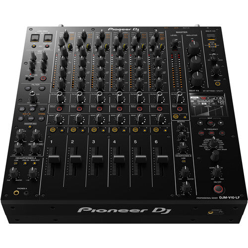 Pioneer DJ DJM-V10-LF 6-Channel Professional DJ Mixer (Black) - Cable Bundle Set Includes: XLR Cables 25ft 2 Pack + RCA Cable 25 Ft + /4 Inch TRS Instrument Cable 10ft 2Pack - NJ Accessory/Buy Direct & Save