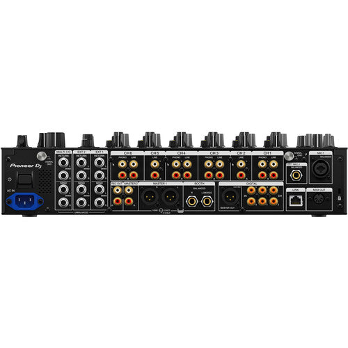 Pioneer DJ DJM-V10-LF 6-Channel Professional DJ Mixer (Black) - Cable Bundle Set Includes: XLR Cables 25ft 2 Pack + RCA Cable 25 Ft + /4 Inch TRS Instrument Cable 10ft 2Pack - NJ Accessory/Buy Direct & Save