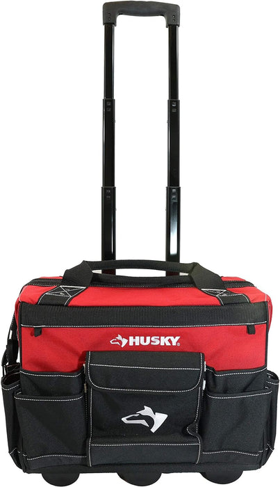 Husky GP-43196N13 18" 600-Denier Red Water Resistant Contractor's Rolling Tool Tote Bag with Telescoping Handle - NJ Accessory/Buy Direct & Save