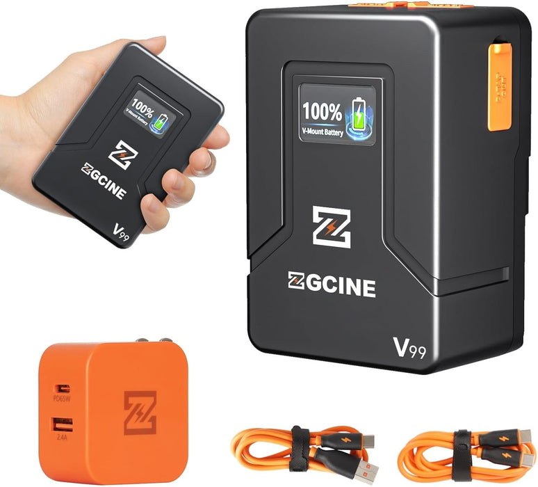 ZGCINE ZG-V99 V2 Upgraded Version Mini V-Mount Battery with 65W PD Charger kit, 99Wh 14.8V Support D-TAP/BP/Input and Output, V-Lock Battery Compatible with BMPCC 6K Pro/Canon EOS R5C/Sony FX3 - NJ Accessory/Buy Direct & Save