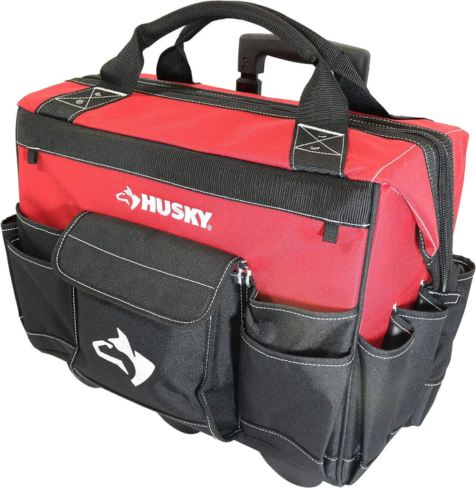 Husky GP-43196N13 18" 600-Denier Red Water Resistant Contractor's Rolling Tool Tote Bag with Telescoping Handle - NJ Accessory/Buy Direct & Save