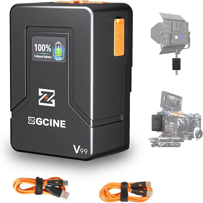 ZGCINE ZG-V99 V2 Upgraded Version Mini V-Mount Battery with 65W PD Charger kit, 99Wh 14.8V Support D-TAP/BP/Input and Output, V-Lock Battery Compatible with BMPCC 6K Pro/Canon EOS R5C/Sony FX3 - NJ Accessory/Buy Direct & Save