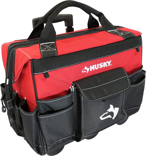 Husky GP-43196N13 18" 600-Denier Red Water Resistant Contractor's Rolling Tool Tote Bag with Telescoping Handle - NJ Accessory/Buy Direct & Save