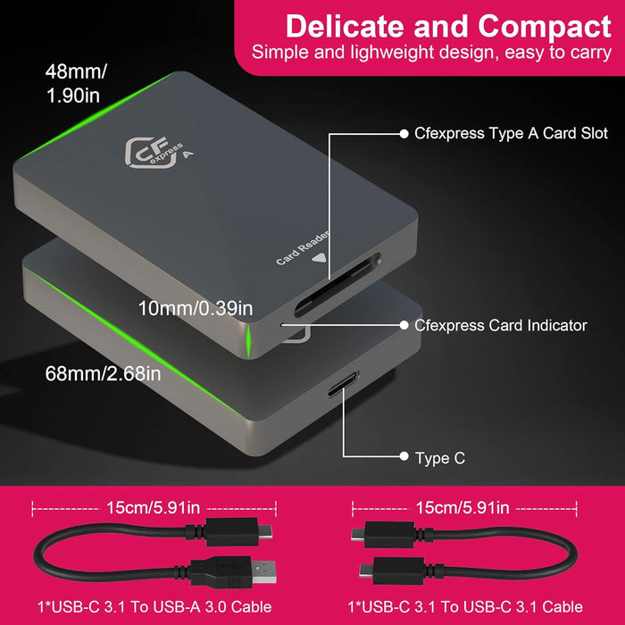 CFexpress Type A Card Reader, USB 3.2 Gen 2 10 Gpbs, Compatible with CFexpress Type A Card, Aluminum CFexpress Card Adapter Compatible with Windows/Android/Mac OS/Linux - NJ Accessory/Buy Direct & Save