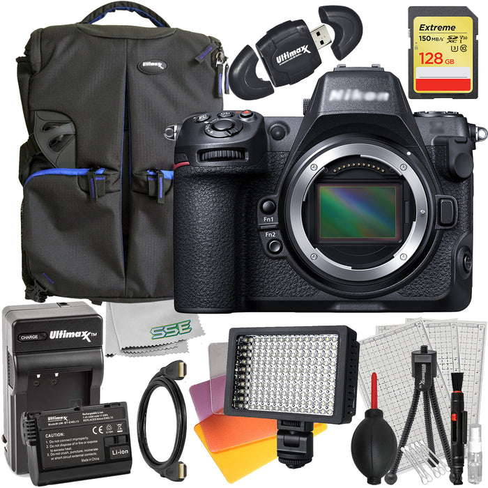 Nikon Z8 Mirrorless Camera Bundle (Body Only) + 128GB Extreme Memory Card, 1x Replacement Battery, Rapid Travel Charger & More (23pc Bundle)