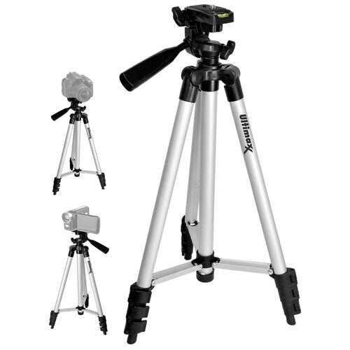 Ultimaxx UM-TR50 50" Aluminum Tripod with 3-Way Pan Head and Quick Release (Silver) - NJ Accessory/Buy Direct & Save