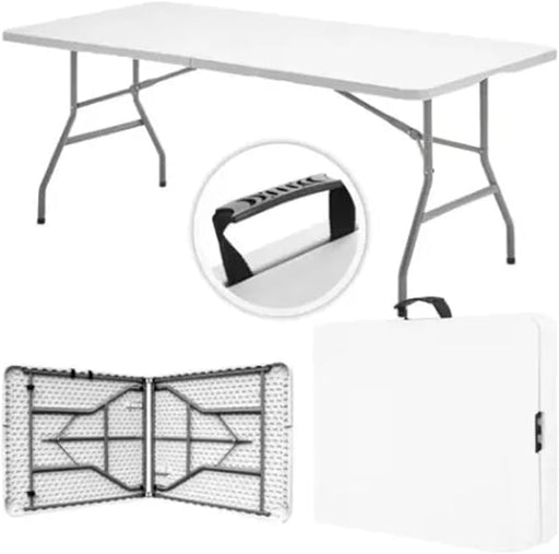 Portable Folding Plastic Table - White BA700-180 x 70 x 74 cm - Ideal for Parties, Portfolio Type, Service, Events - NJ Accessory/Buy Direct & Save