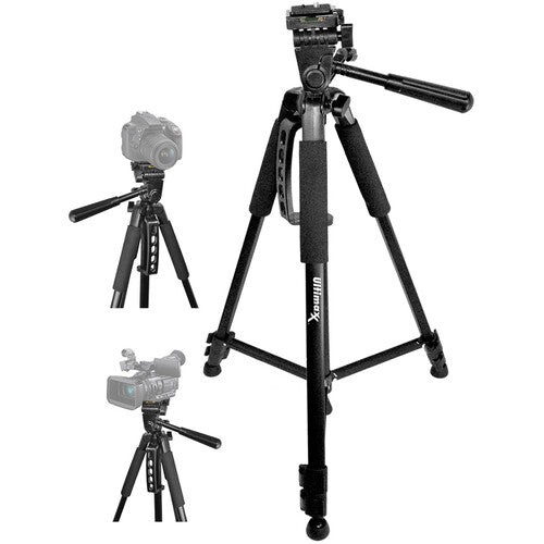 Ultimaxx UM-TR60BK 60" Aluminum Tripod with 3-Way Pan Head and Quick Release (Black)) - NJ Accessory/Buy Direct & Save