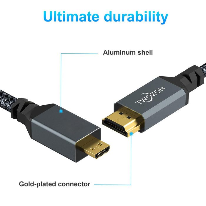 NJA USA Left Angled Coiled Micro HDMI to HDMI Cable, Micro HDMI to HDMI Coiled Cable 90°Degree Stretched Length 30cm to 150cm - Supports 3D/4K 1080p(5FT) - NJ Accessory/Buy Direct & Save