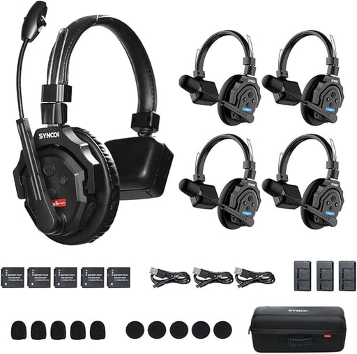 SYNCO XTalk X5 2.4GHz Wireless Intercom Headset, Random Master Device Design, for Team Communication, Film Shoot, Live Show (5 PCS) - NJ Accessory/Buy Direct & Save