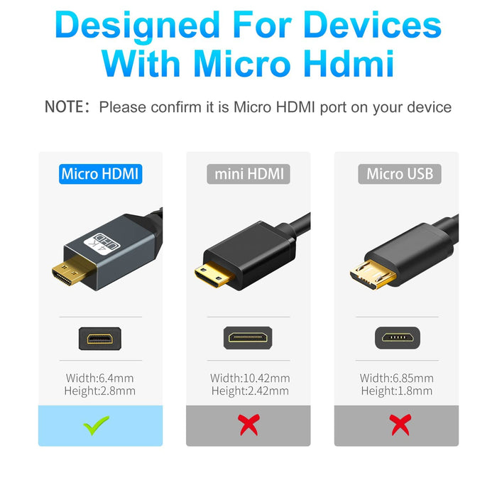 NJA USA Left Angled Coiled Micro HDMI to HDMI Cable, Micro HDMI to HDMI Coiled Cable 90°Degree Stretched Length 30cm to 150cm - Supports 3D/4K 1080p(5FT) - NJ Accessory/Buy Direct & Save