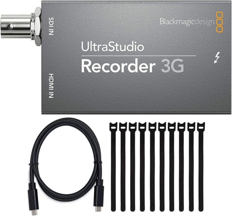 Blackmagic Design UltraStudio Recorder 3G Capture Device Bundle with Thunderbolt 3 (40 Gbps) USB-C Cable (100W, 0.5m) and 6-Inch Fastening Cable Ties - NJ Accessory/Buy Direct & Save