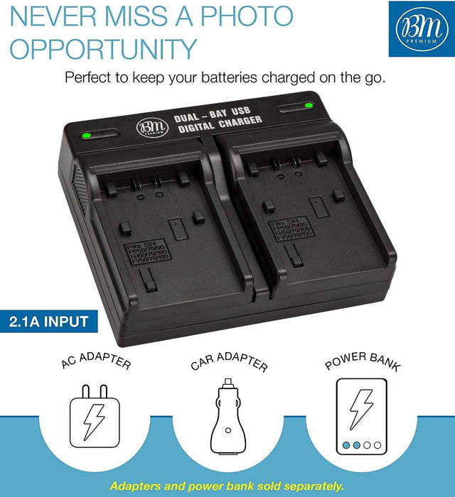 NJA Premium 2 NP-FV70 Batteries & Dual Charger for Sony PXW-Z90V, HXR-NX80, HDR-CX455/B HDR-CX675B, CX330, CX900, PJ340, PJ540, PJ670B, PJ810, FDR-AX33, FDR-AX53, FDR -AX100, NEX-VG10, VG20, VG30 VG900 - NJ Accessory/Buy Direct & Save