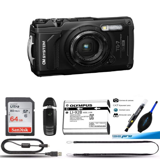 Olympus OM SYSTEM Tough TG-7 Digital Camera Basic Bundle - NJ Accessory/Buy Direct & Save