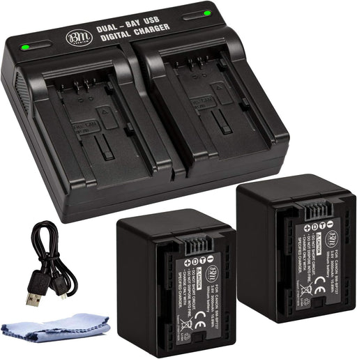 BM Premium 2 BP-727 Batteries and Dual Charger for Canon Vixia HFR80 HFR82 HFR800, HFR70, HFR72, HFR700, HFR32, HFR300, HFR40, HFR42, HFR400, HFR50, HFR52, HFR500, HFR60, HFR62, HFR600 Camcorder - NJ Accessory/Buy Direct & Save