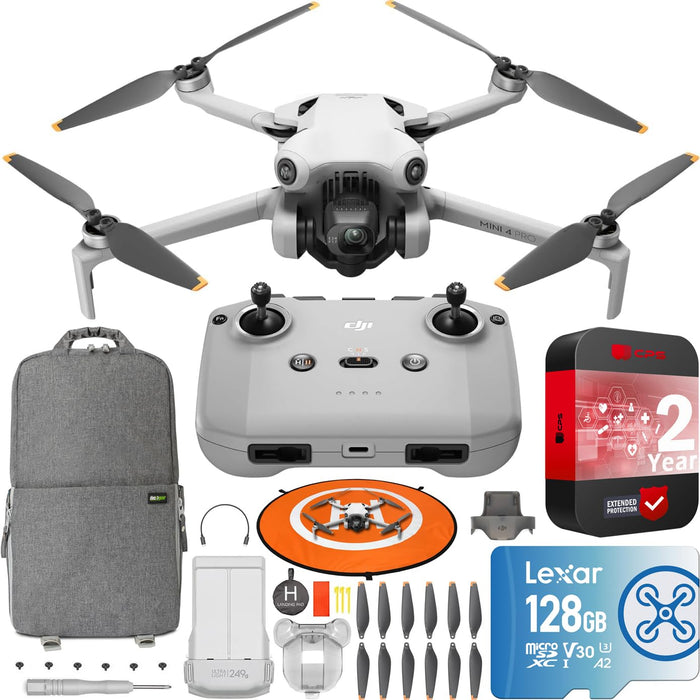 DJI Mini 4 Pro Folding Drone with RC 2 Remote Fly More Combo Plus, 4K HDR Video Camera for Adults, Under 249g,Omnidirectional Sensing, 3 Plus Batteries Bundle with Deco Gear Accessories