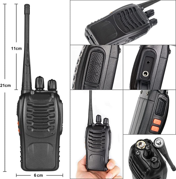 NJA Long Range Walkie Talkie for Adults with Earpiece, 16 Channel 2 Way Rechargeable Handheld Radio with Flashlight, Lithium-Ion Battery and Charger (6 Pack) - NJ Accessory/Buy Direct & Save