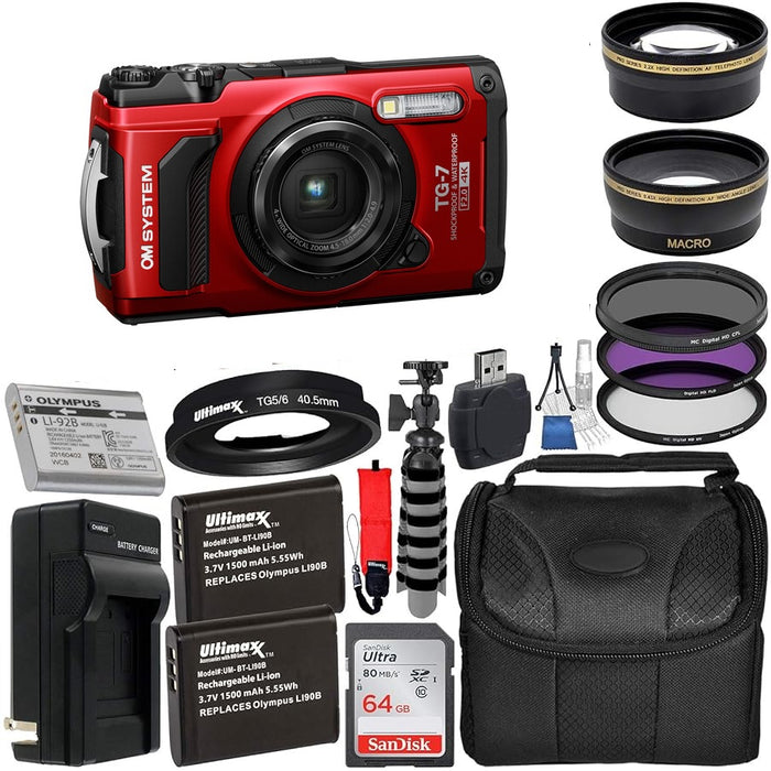 Olympus OM SYSTEM Tough TG-7 Digital Camera Deluxe Bundle - NJ Accessory/Buy Direct & Save