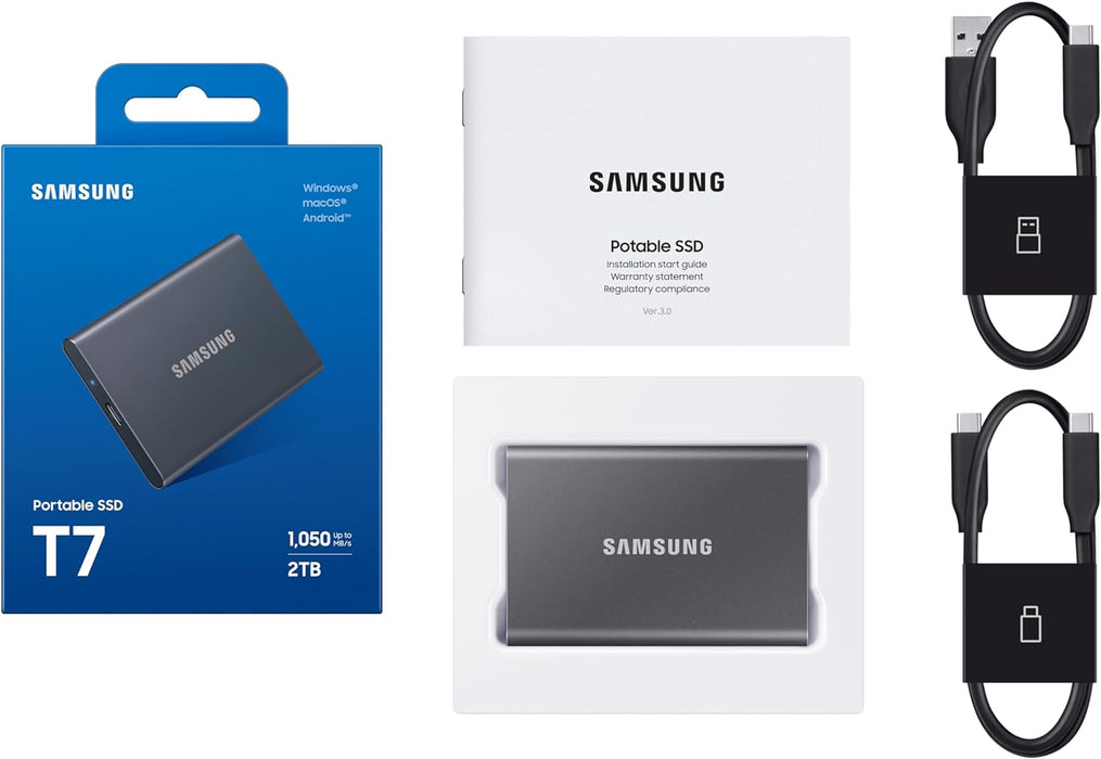 SAMSUNG T7 Portable SSD, 1TB External Solid State Drive, Speeds Up to 1,050MB/s, USB 3.2 Gen 2, Reliable Storage for Gaming, Students, Professionals, MU-PC1T0H/AM, Blue - NJ Accessory/Buy Direct & Save