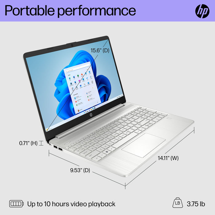 HP 15.6" FHD Laptop, Intel Core i3-1215U, 8GB RAM, 256GB SSD, Silver, Windows 11 Home, 15-dy5131wm - NJ Accessory/Buy Direct & Save