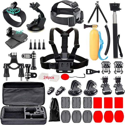 NJA Pro 60 in 1 Camera Accessories Kit Compatible with GoPro Hero 12 11 10 9 8 7, GoPro Max, GoPro Fusion, DJI Osmo Action, AKASO, APEMAN, Campark, SJCAM - NJ Accessory/Buy Direct & Save