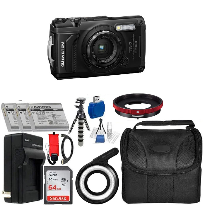 Olympus OM SYSTEM Tough TG-7 Digital Camera Premium Bundle - NJ Accessory/Buy Direct & Save