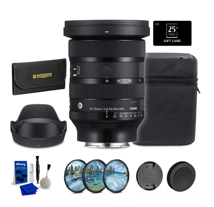 Sigma 24-70mm f/2.8 DG DN II Art Lens (Sony E) + Lens Filter Kit 82MM + BuyDirect & Save Gift Card - $25.00 + More