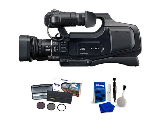 JVC GY-HM70 HD Camcorder Advanced Bundle with  LED-6200T 144 LED Variable-Color On-Camera Light + Light Stand (Black, 8') - NJ Accessory/Buy Direct & Save