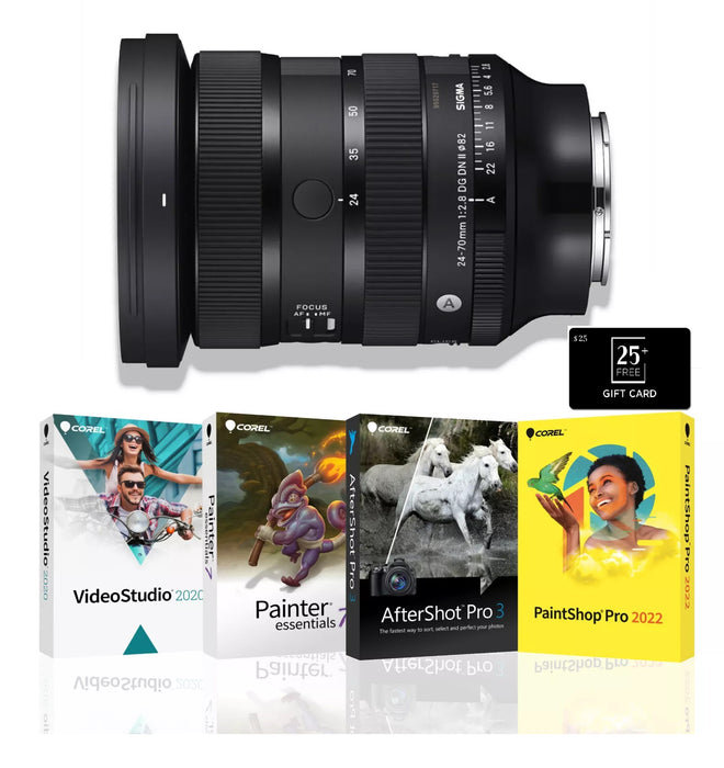 Sigma 24-70MM F2.8 DG DN II ART Lens Sony E Mount Corel 4 Softwares Bundle With BuyDirect & Save Gift Card - $25.00