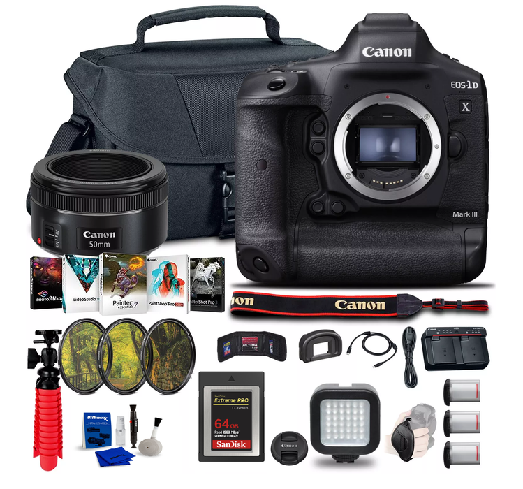 Canon EOS-1D X Mark III DSLR Camera Starter  Professional Bundle With Memory Card + Tripod & More