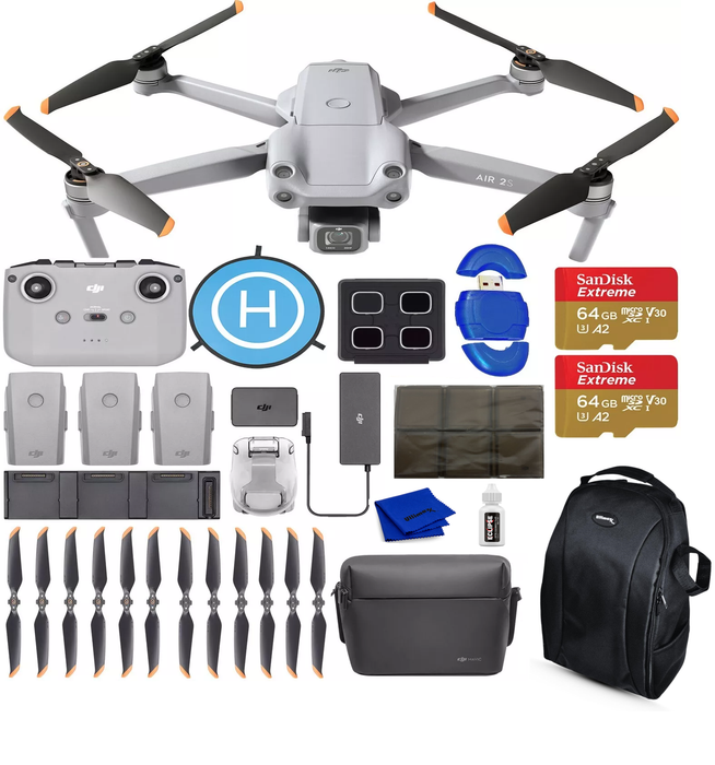 DJI Air 2S Fly More Combo Drone Quadcopter 5.4K Video + Pro Bundle W 2x Memory Card & More - NJ Accessory/Buy Direct & Save