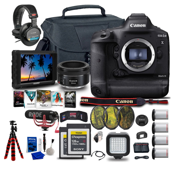 Canon EOS-1D X Mark III DSLR Camera (Body Only) Ultimate Bundle With 4K Monitor + 2 x Sony 128GB CFexpress + More