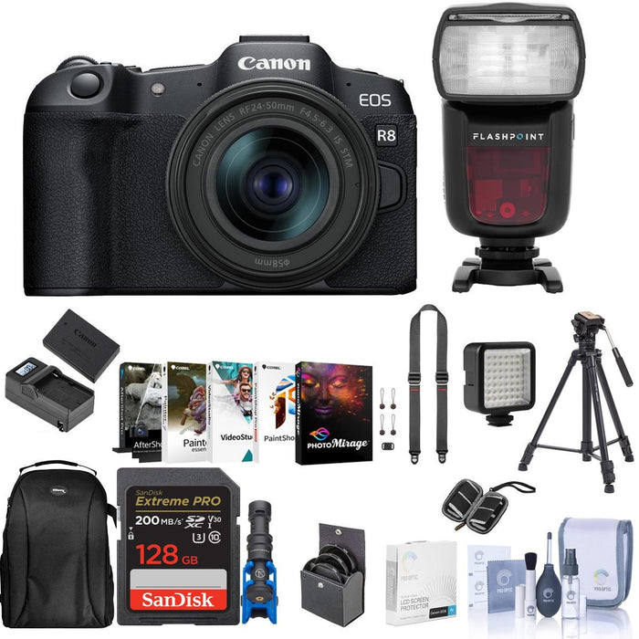 Canon EOS R8 Camera with RF 24-50mm f/4.5-6.3 IS STM Lens, Photography Bundle - NJ Accessory/Buy Direct & Save