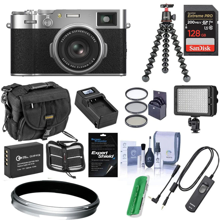 FUJIFILM X100VI Digital Camera (Silver/Black) with Sandisk 128GB Memory Card Essential Bundle - NJ Accessory/Buy Direct & Save