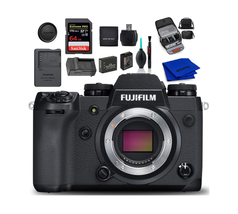 FUJIFILM X-H1 Mirrorless Digital Camera Body Only 24.3MP - Bundle: Includes: 64GB Memory Card + Spare Battery + More - NJ Accessory/Buy Direct & Save