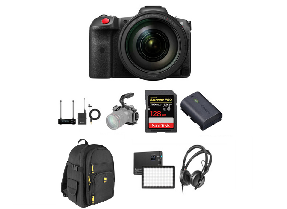 Canon EOS R5 C Mirrorless Cine Camera Kit with RF 24-70mm Lens & EW-DP Wireless Mic & Bag - NJ Accessory/Buy Direct & Save