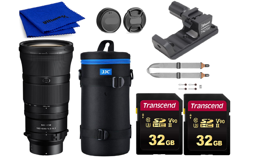 Nikon Z 180-600mm f/5.6-6.3 VR Lens +2 X 32 GB Memory Card + Lens Collar Stand BUNDLE KIT + MORE!!! - NJ Accessory/Buy Direct & Save