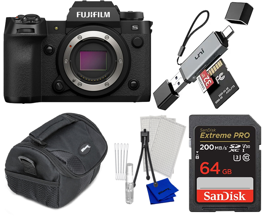 Fujifilm X-H2S Mirrorless Camera Body (Black) Bundle with Additional Accessories (Gadget Bag, 64gb Memory Card) & More - NJ Accessory/Buy Direct & Save