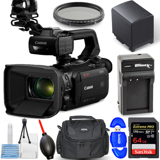 Canon XA70 UHD 4K30 Camcorder with Dual-Pixel Autofocus - 8PC Accessory Bundle