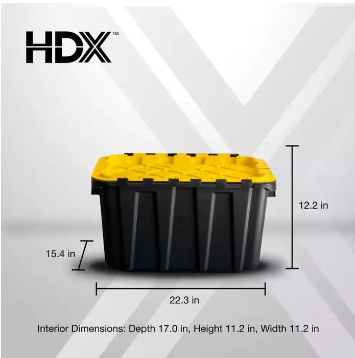 NJA-HDX 12 Gal.Heavy Duty Tough Storage W/ Handles Flip Top Tote Blk / Yellow Lid - NJ Accessory/Buy Direct & Save