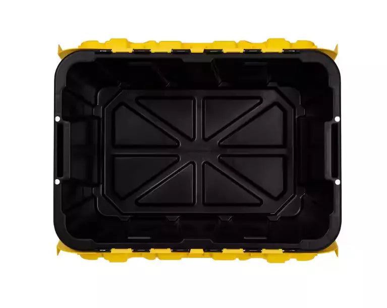 NJA-HDX 12 Gal.Heavy Duty Tough Storage W/ Handles Flip Top Tote Blk / Yellow Lid - NJ Accessory/Buy Direct & Save