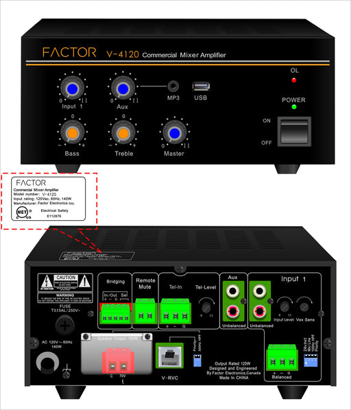 Factor V-4120 Commercial Mixer Amplifiers