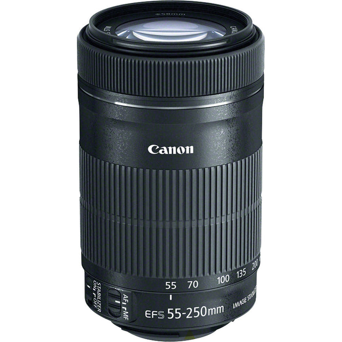 Canon EF-S 55-250mm f/4-5.6 IS STM Lens for DSLR Cameras + Accessory Bundle